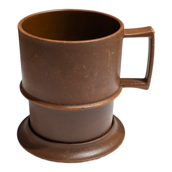 VTG Tupperware Brown Coffee Mug Cup With Lid Travel Kitchenware USA - Picture 2 of 7